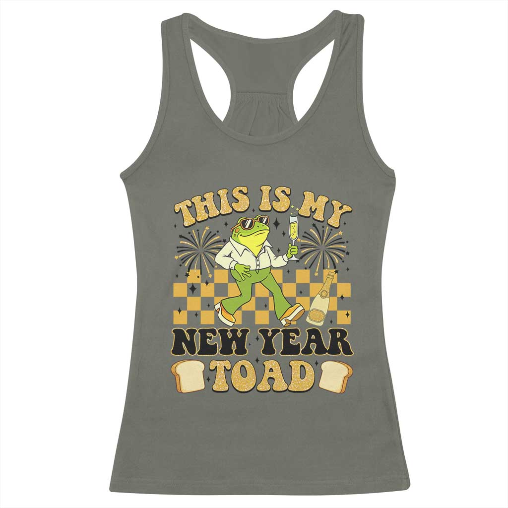Funny New Years Eve Racerback Tank Top This Is My New Year Toad Frog Pun TS11 Military Green Print Your Wear