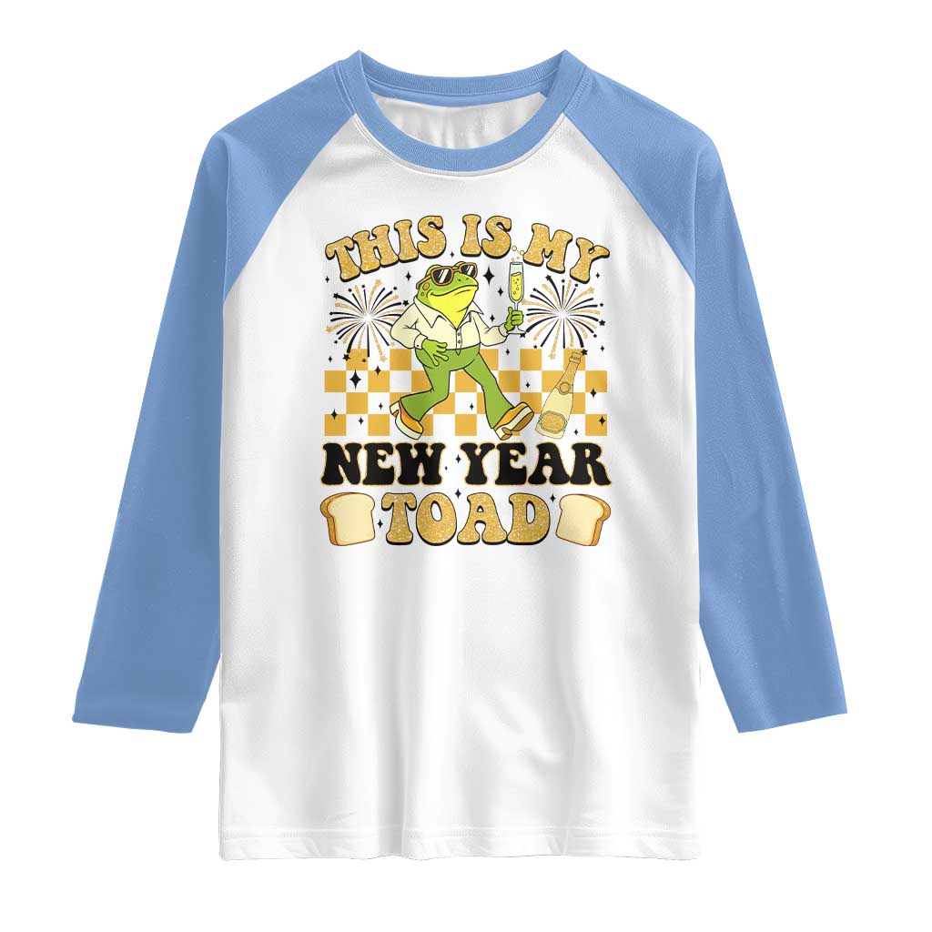 Funny New Years Eve Raglan Shirt This Is My New Year Toad Frog Pun TS11 White Carolina Blue Print Your Wear