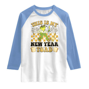 Funny New Years Eve Raglan Shirt This Is My New Year Toad Frog Pun TS11 White Carolina Blue Print Your Wear