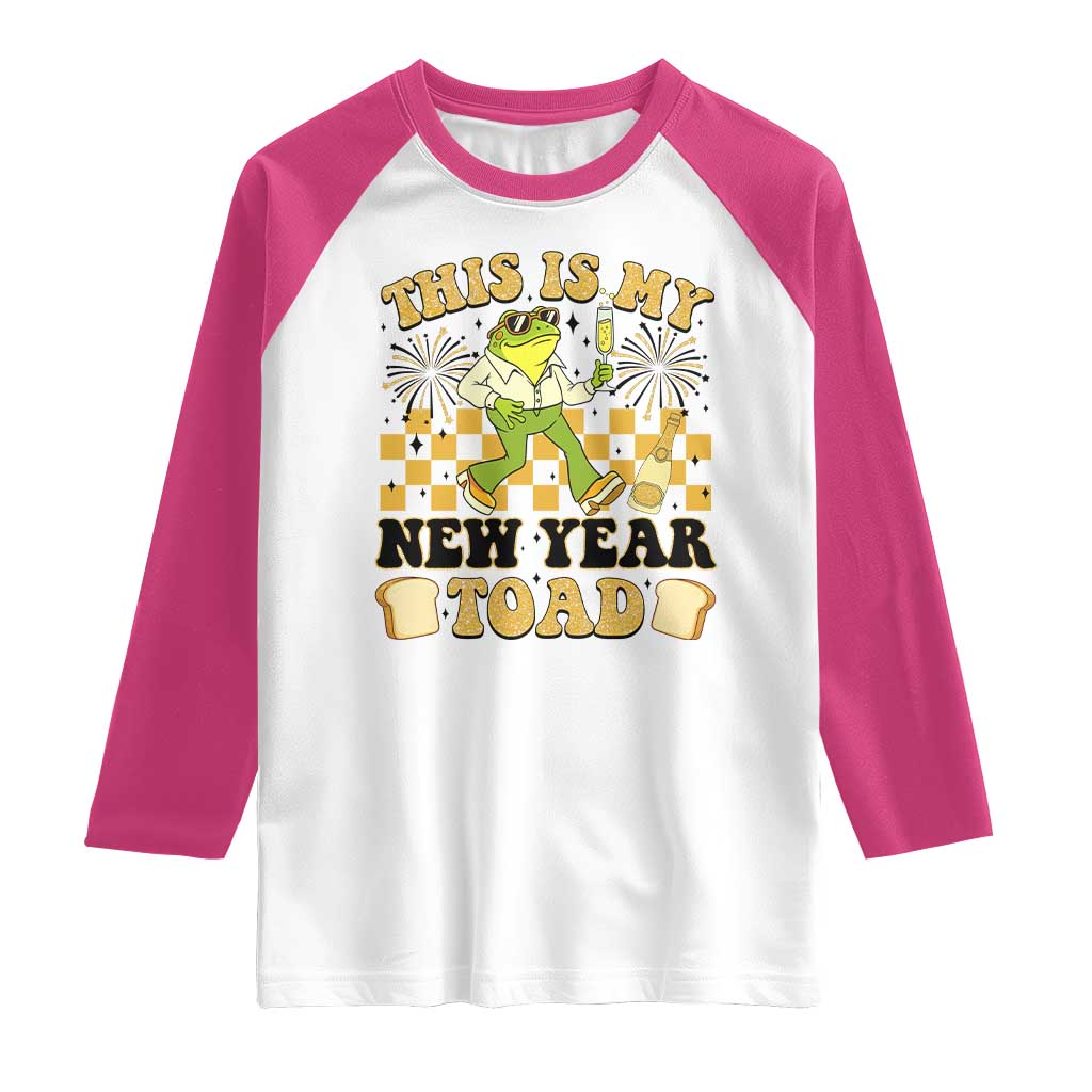 Funny New Years Eve Raglan Shirt This Is My New Year Toad Frog Pun TS11 White Heliconia Print Your Wear