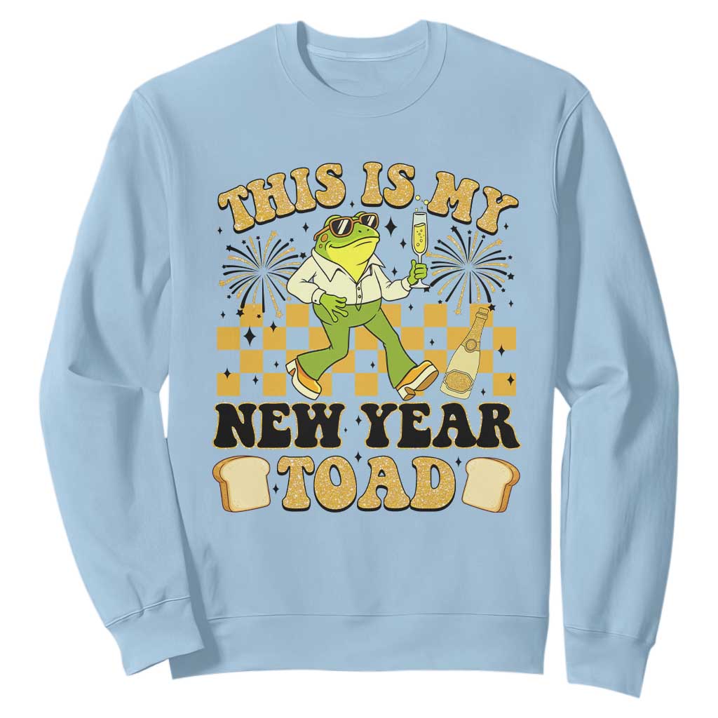 Funny New Years Eve Sweatshirt This Is My New Year Toad Frog Pun TS11 Light Blue Print Your Wear