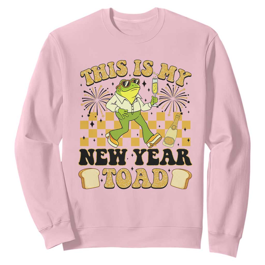 Funny New Years Eve Sweatshirt This Is My New Year Toad Frog Pun TS11 Light Pink Print Your Wear