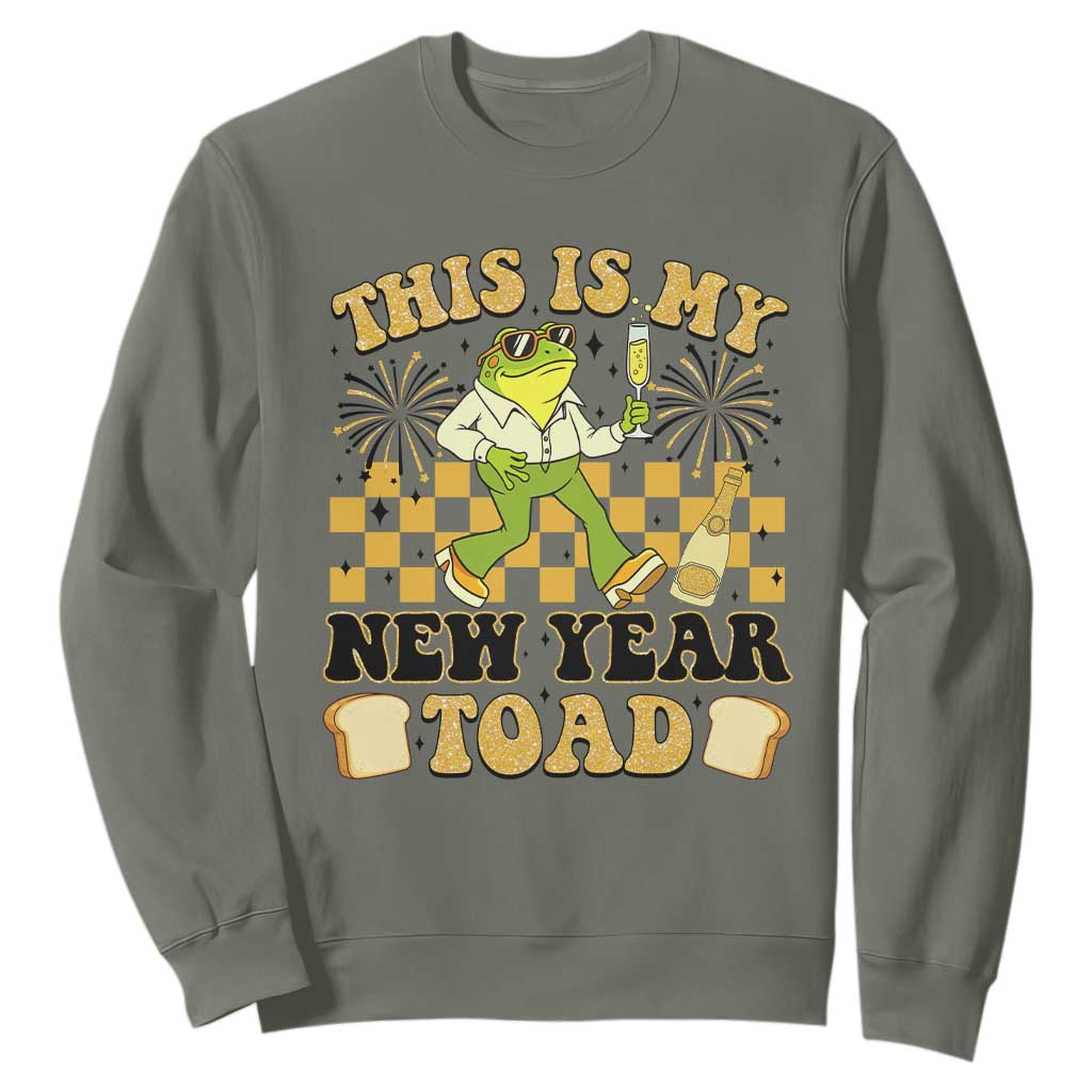 Funny New Years Eve Sweatshirt This Is My New Year Toad Frog Pun TS11 Military Green Print Your Wear