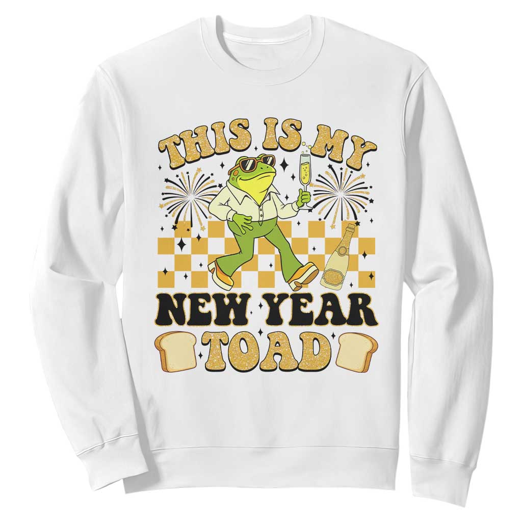 Funny New Years Eve Sweatshirt This Is My New Year Toad Frog Pun TS11 White Print Your Wear