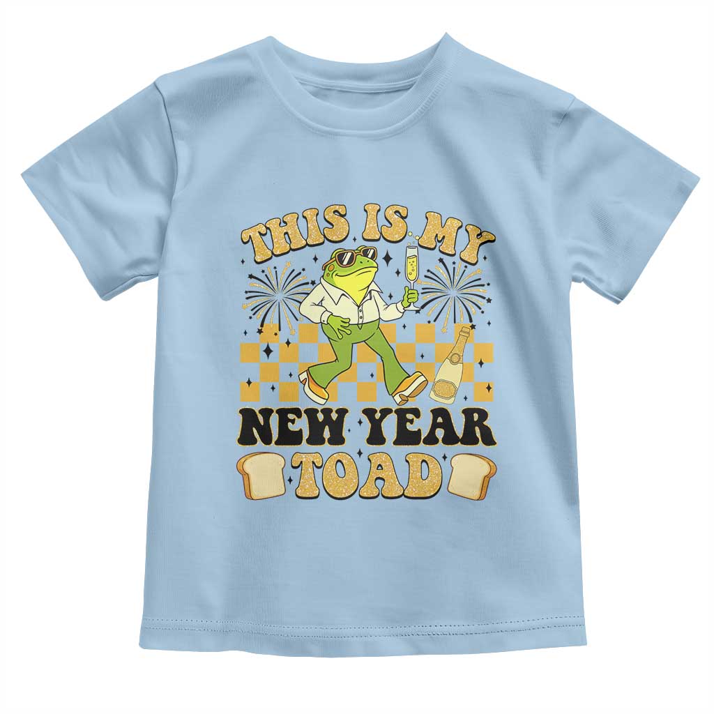 Funny New Years Eve Toddler T Shirt This Is My New Year Toad Frog Pun TS11 Light Blue Print Your Wear