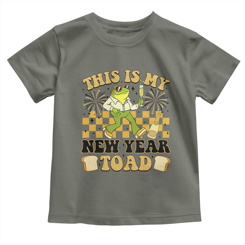 Funny New Years Eve Toddler T Shirt This Is My New Year Toad Frog Pun TS11 Military Green Print Your Wear