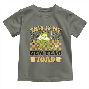 Funny New Years Eve Toddler T Shirt This Is My New Year Toad Frog Pun TS11 Military Green Print Your Wear