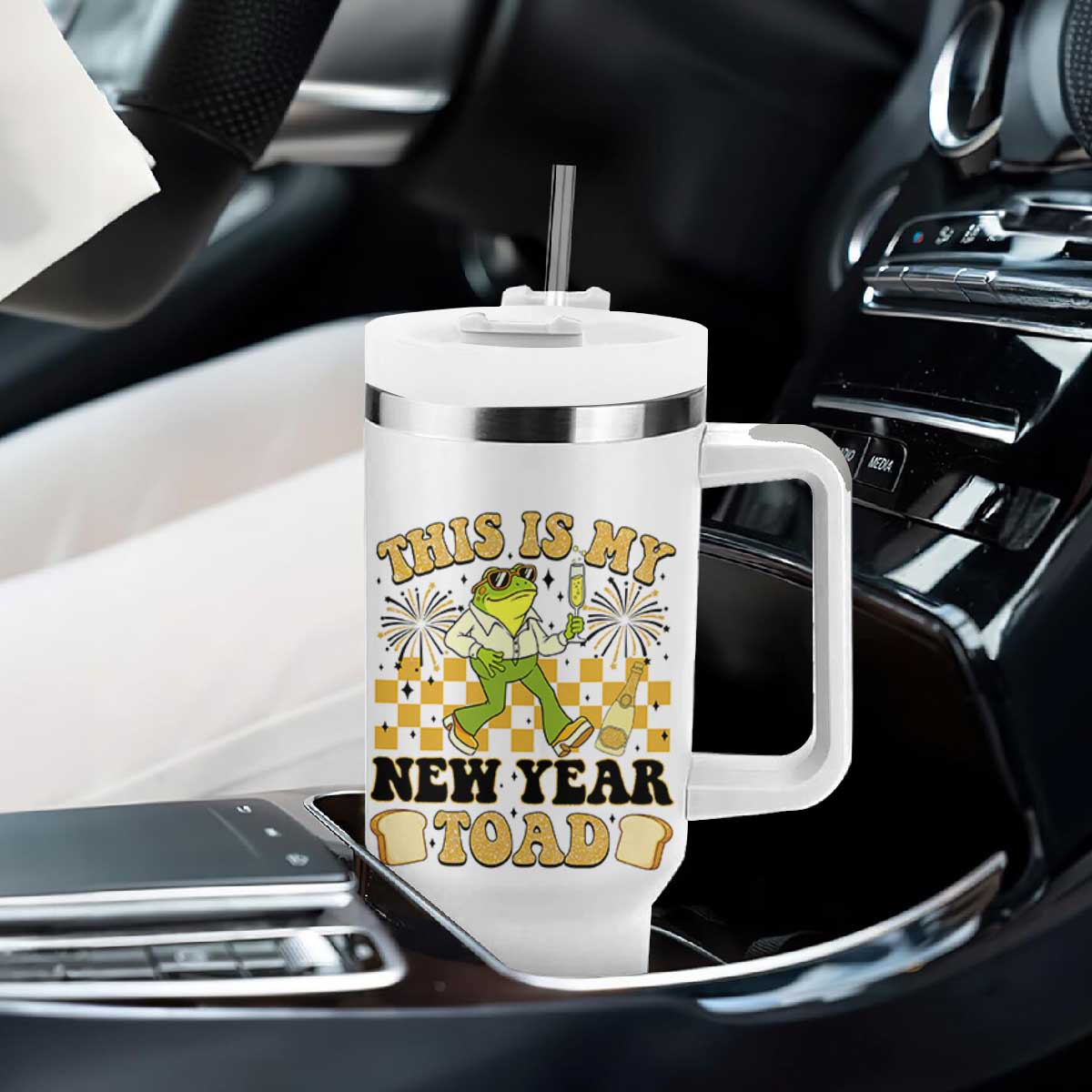 Funny New Years Eve Tumbler With Handle This Is My New Year Toad Frog Pun TS11 Print Your Wear