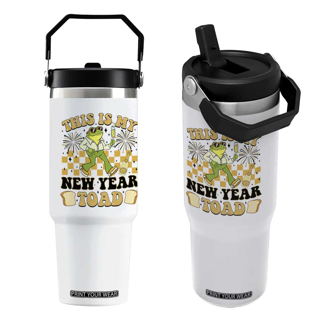 Funny New Years Eve Flip Straw Tumbler This Is My New Year Toad Frog Pun TS11 One Size: 30 oz White Print Your Wear