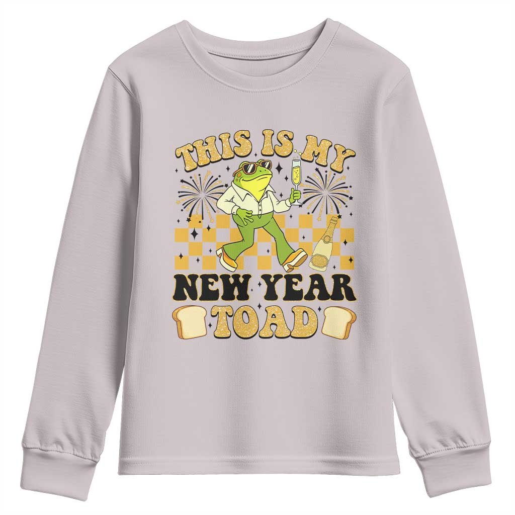 Funny New Years Eve Youth Sweatshirt This Is My New Year Toad Frog Pun TS11 Ice Gray Print Your Wear