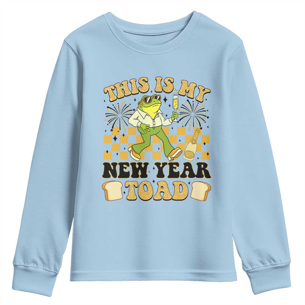 Funny New Years Eve Youth Sweatshirt This Is My New Year Toad Frog Pun TS11 Light Blue Print Your Wear
