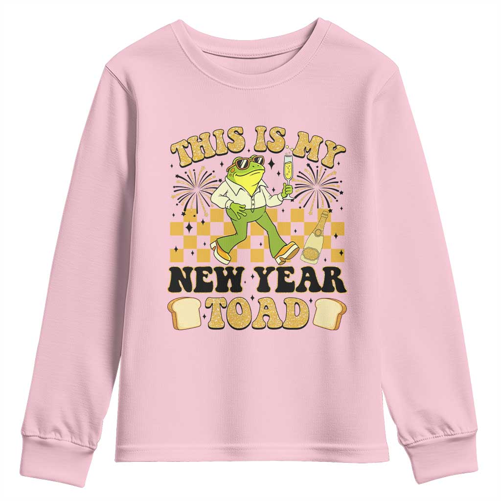 Funny New Years Eve Youth Sweatshirt This Is My New Year Toad Frog Pun TS11 Light Pink Print Your Wear