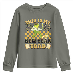 Funny New Years Eve Youth Sweatshirt This Is My New Year Toad Frog Pun TS11 Military Green Print Your Wear