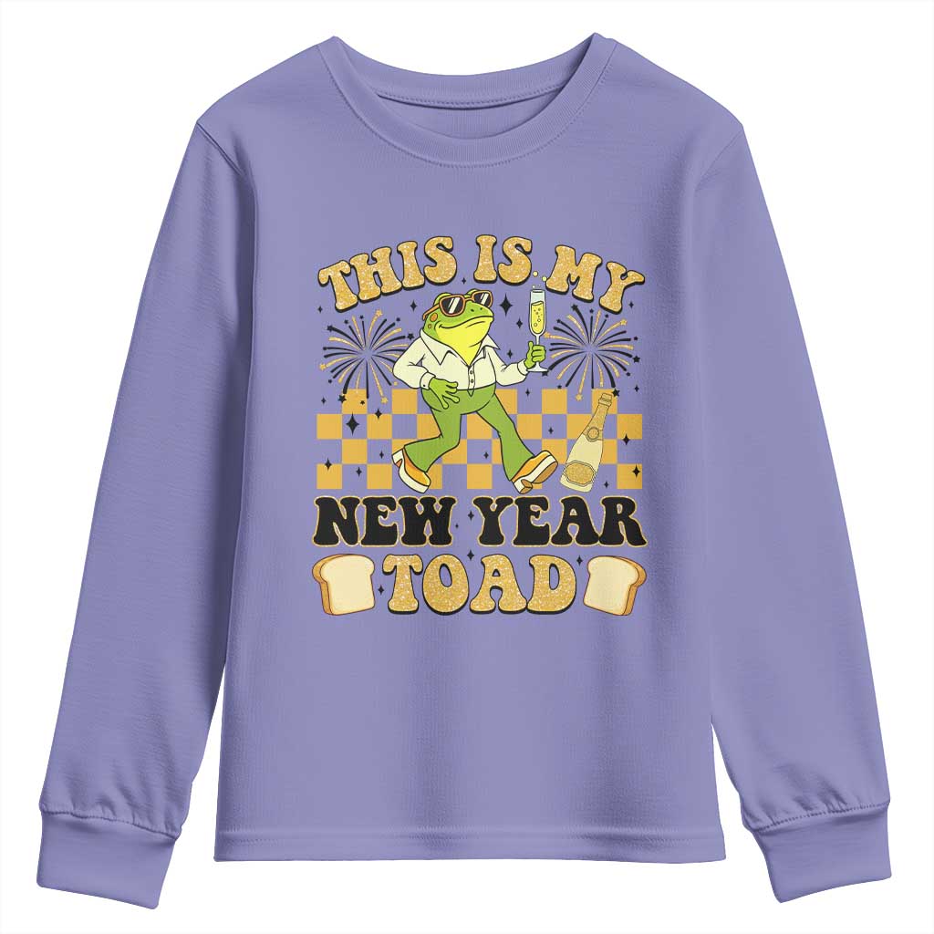 Funny New Years Eve Youth Sweatshirt This Is My New Year Toad Frog Pun TS11 Violet Print Your Wear