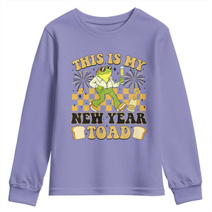 Funny New Years Eve Youth Sweatshirt This Is My New Year Toad Frog Pun TS11 Violet Print Your Wear