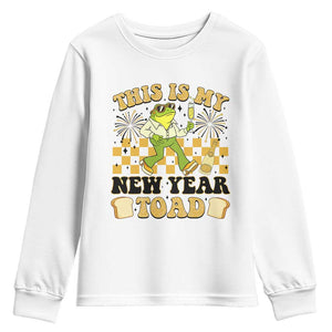 Funny New Years Eve Youth Sweatshirt This Is My New Year Toad Frog Pun TS11 White Print Your Wear
