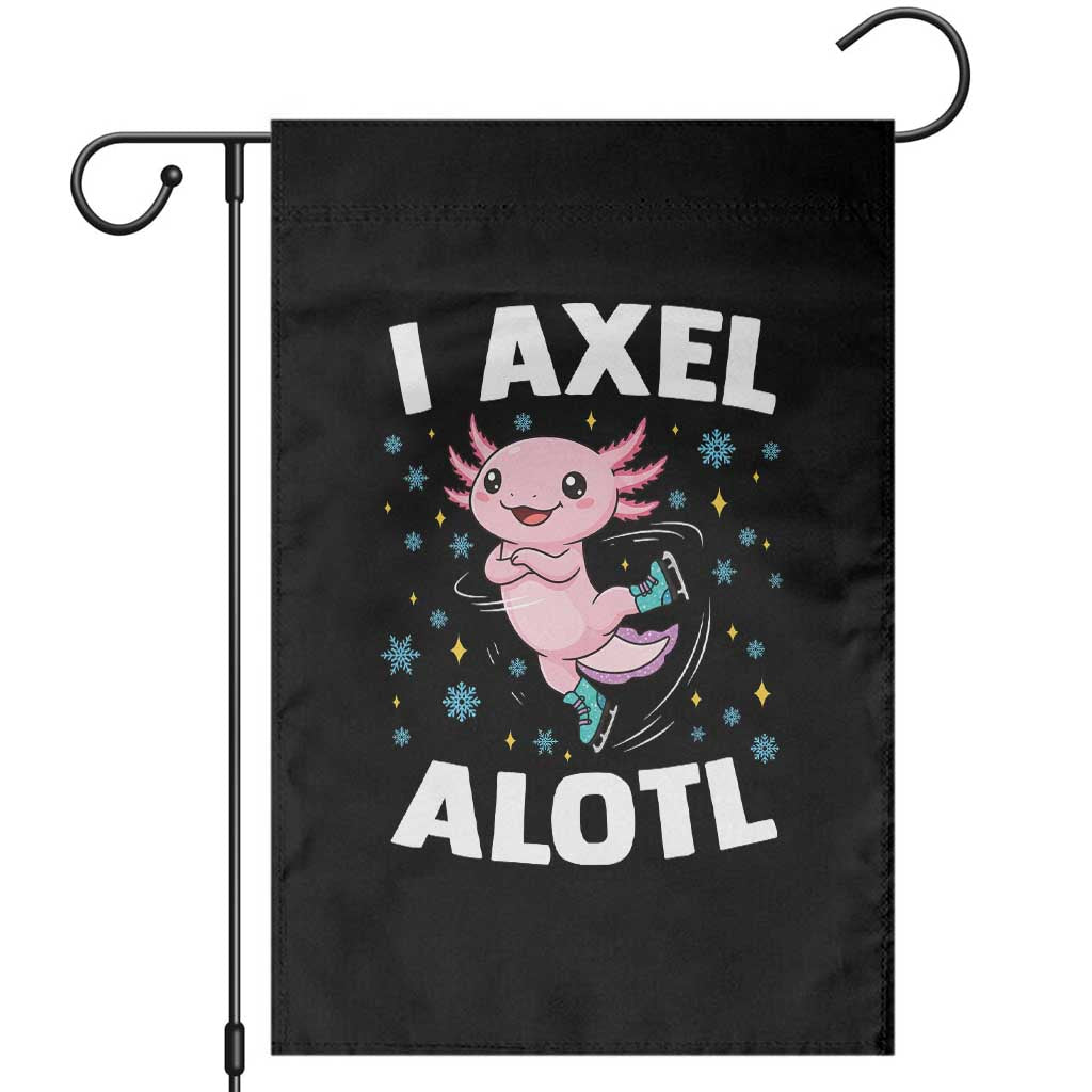 Funny Axolotl Ice Skating Garden Flag I Axel Alotl Winter Sport TS11 Black Print Your Wear