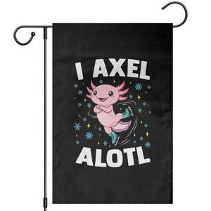 Funny Axolotl Ice Skating Garden Flag I Axel Alotl Winter Sport TS11 Black Print Your Wear