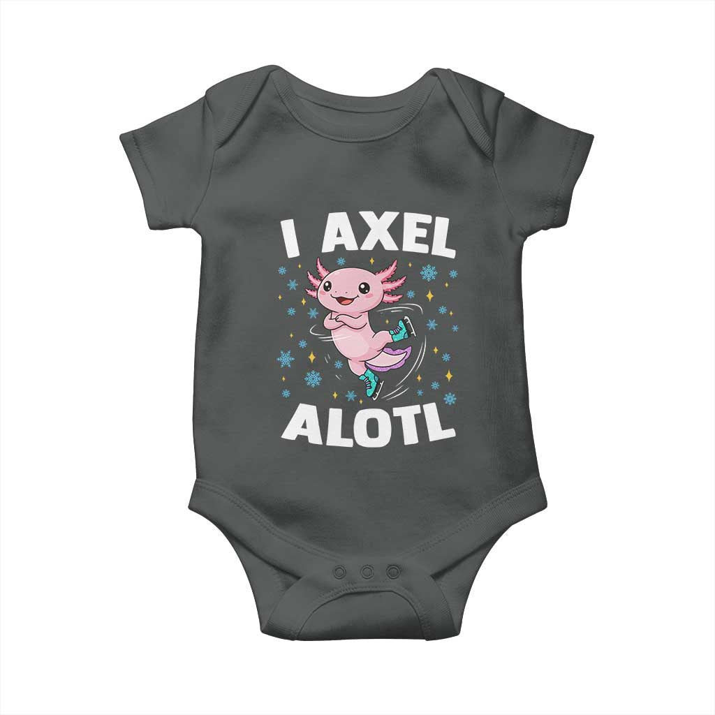 Funny Axolotl Ice Skating Baby Onesie I Axel Alotl Winter Sport TS11 Dark Heather Print Your Wear