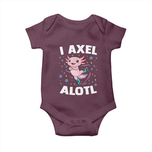 Funny Axolotl Ice Skating Baby Onesie I Axel Alotl Winter Sport TS11 Maroon Print Your Wear