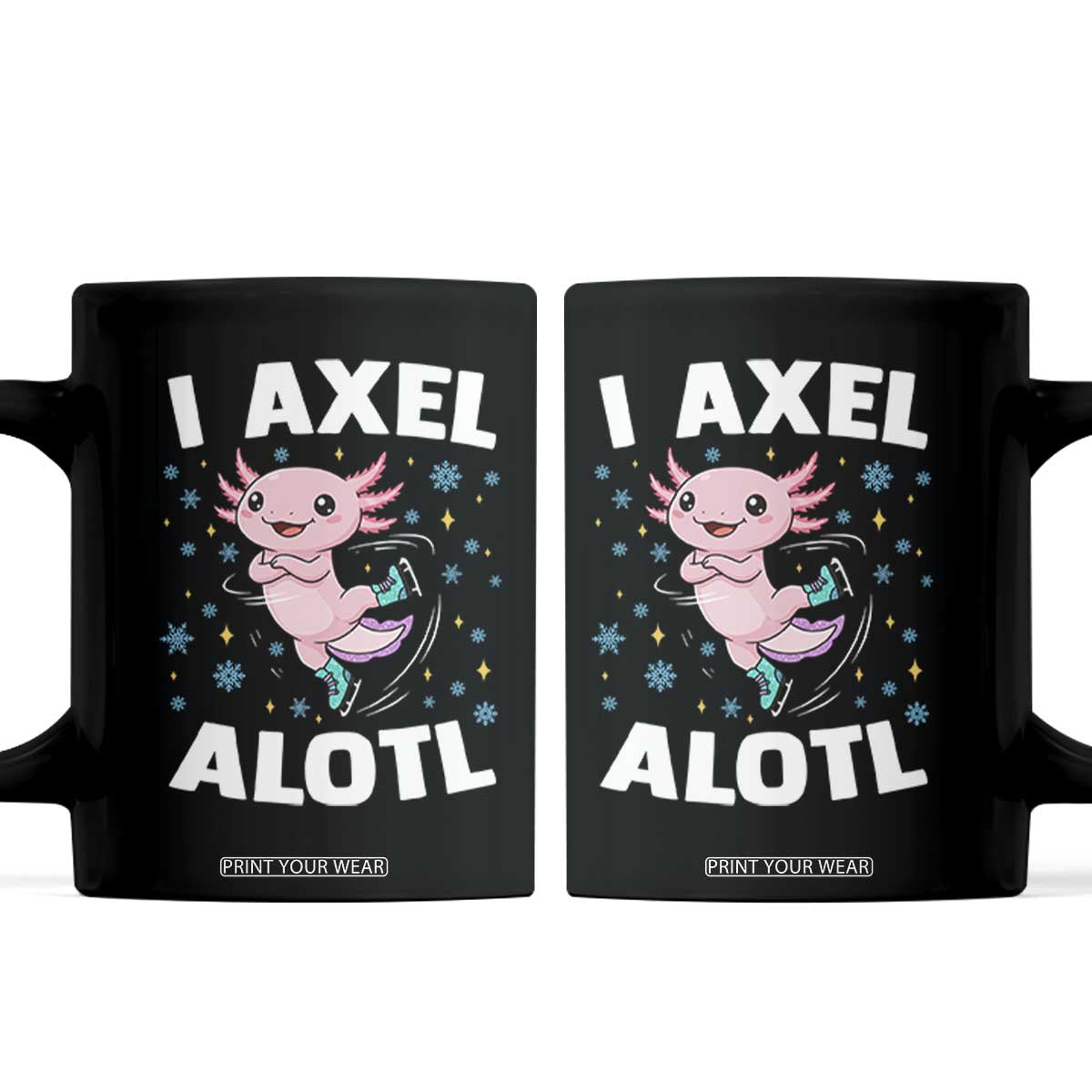 Funny Axolotl Ice Skating Coffee Mug I Axel Alotl Winter Sport TS11 Black Print Your Wear