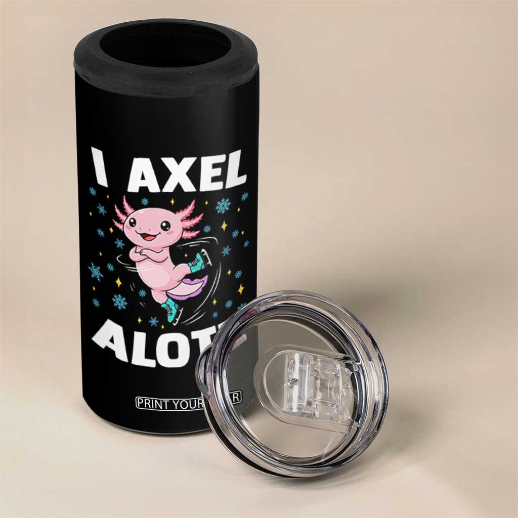 Funny Axolotl Ice Skating 4 in 1 Can Cooler Tumbler I Axel Alotl Winter Sport TS11 Print Your Wear