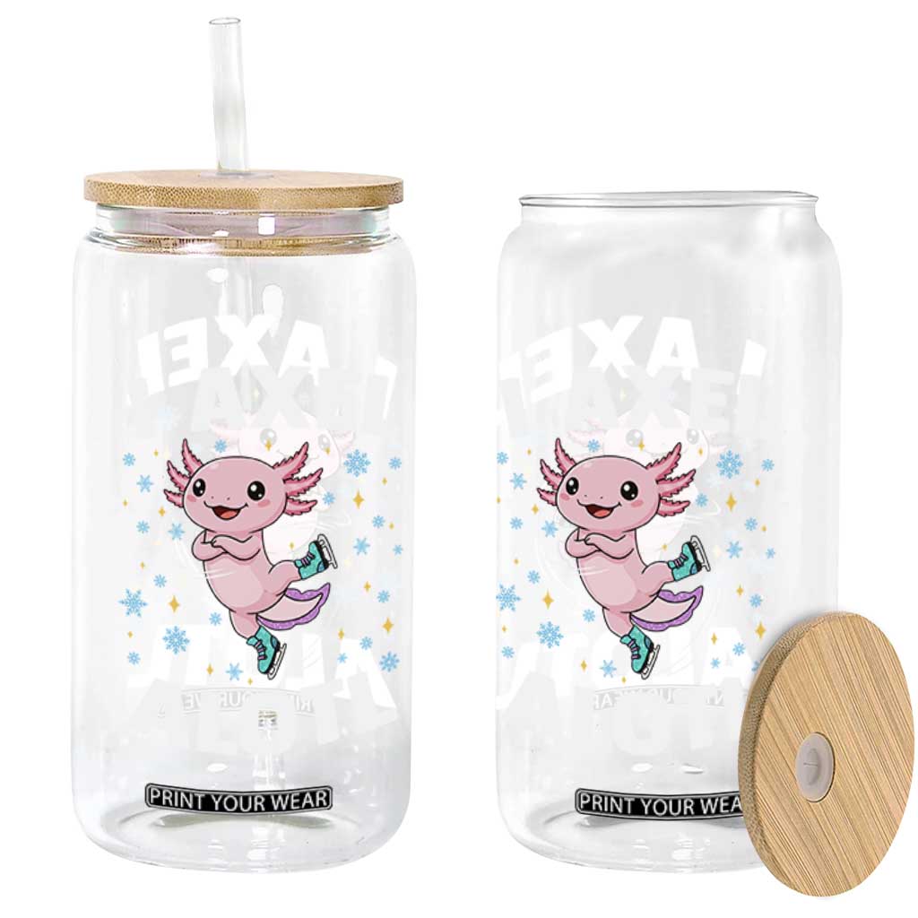 Funny Axolotl Ice Skating Glass Can I Axel Alotl Winter Sport TS11 Print Your Wear