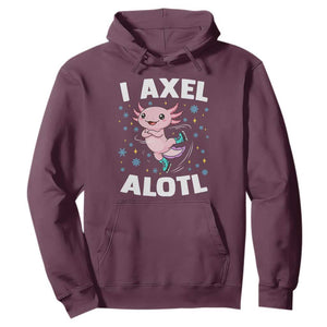 Funny Axolotl Ice Skating Hoodie I Axel Alotl Winter Sport TS11 Maroon Print Your Wear