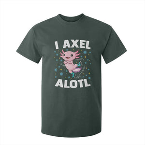 Funny Axolotl Ice Skating T Shirt For Kid I Axel Alotl Winter Sport TS11 Dark Forest Green Print Your Wear