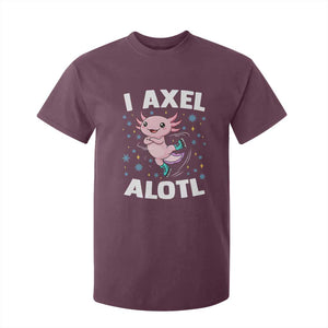 Funny Axolotl Ice Skating T Shirt For Kid I Axel Alotl Winter Sport TS11 Maroon Print Your Wear