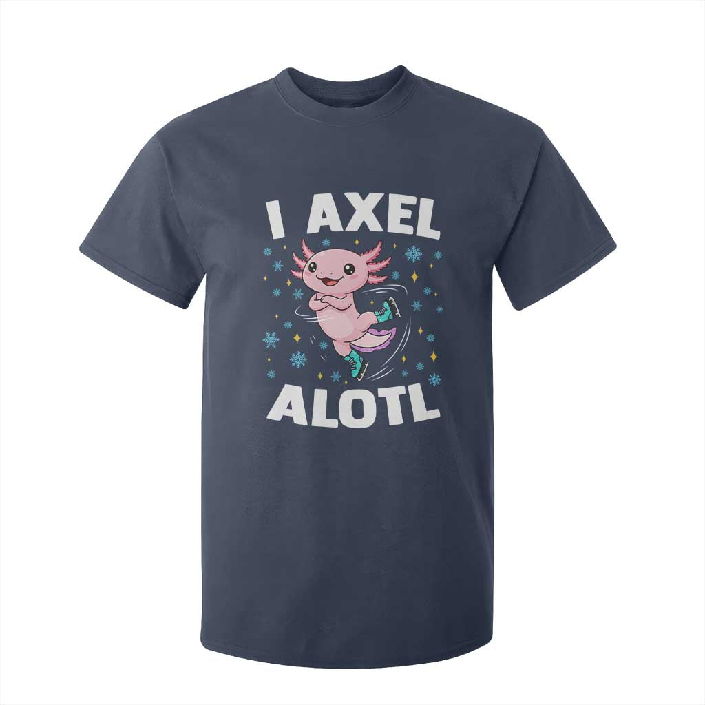 Funny Axolotl Ice Skating T Shirt For Kid I Axel Alotl Winter Sport TS11 Navy Print Your Wear