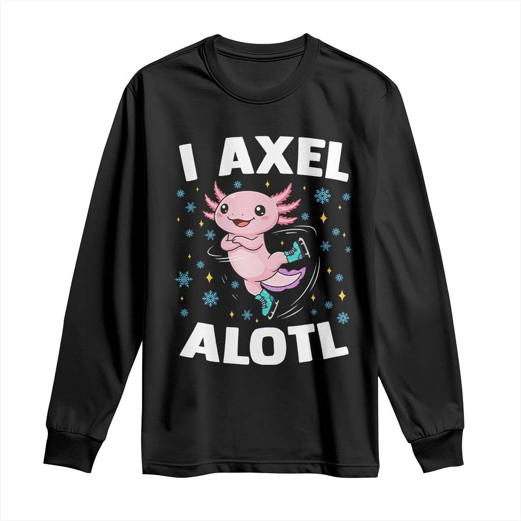 Funny Axolotl Ice Skating Long Sleeve Shirt I Axel Alotl Winter Sport TS11 Black Print Your Wear