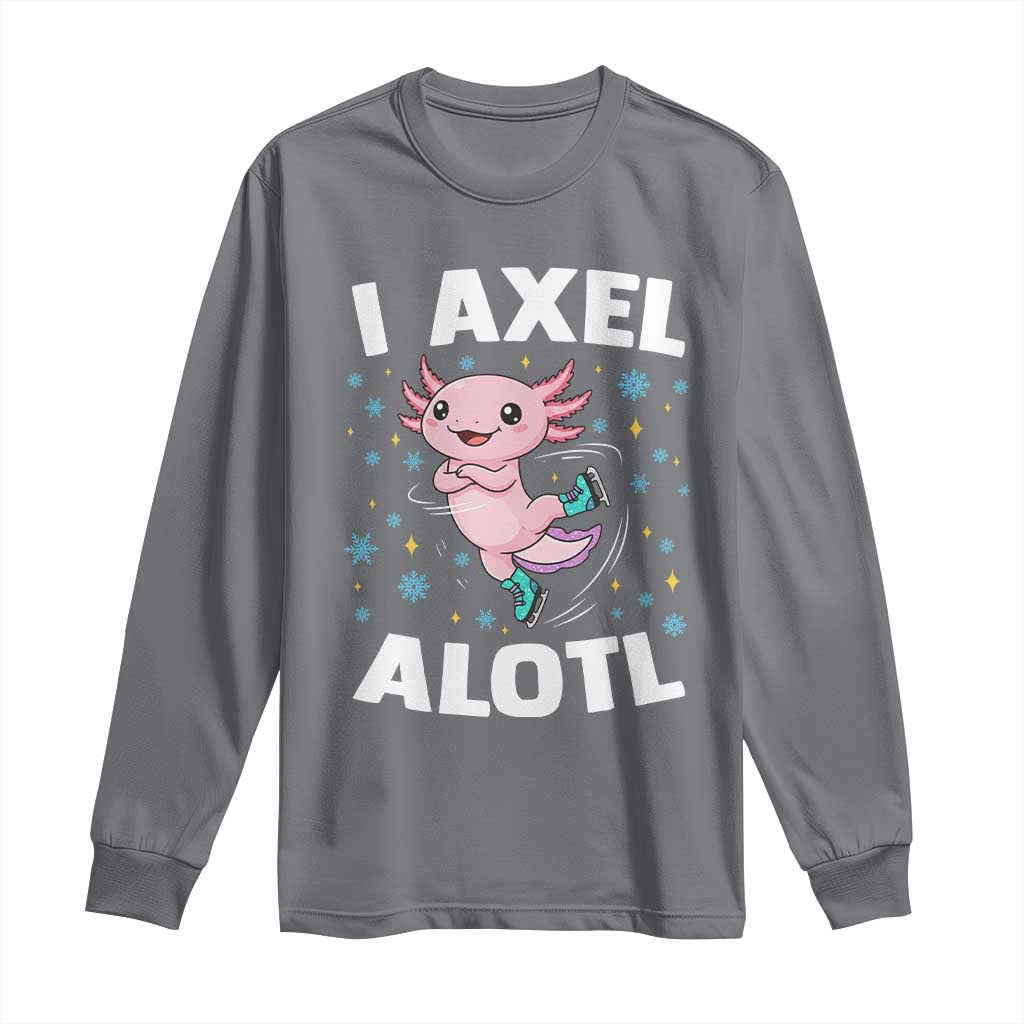 Funny Axolotl Ice Skating Long Sleeve Shirt I Axel Alotl Winter Sport TS11 Charcoal Print Your Wear