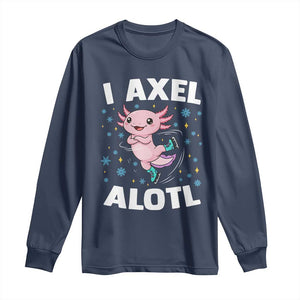 Funny Axolotl Ice Skating Long Sleeve Shirt I Axel Alotl Winter Sport TS11 Navy Print Your Wear