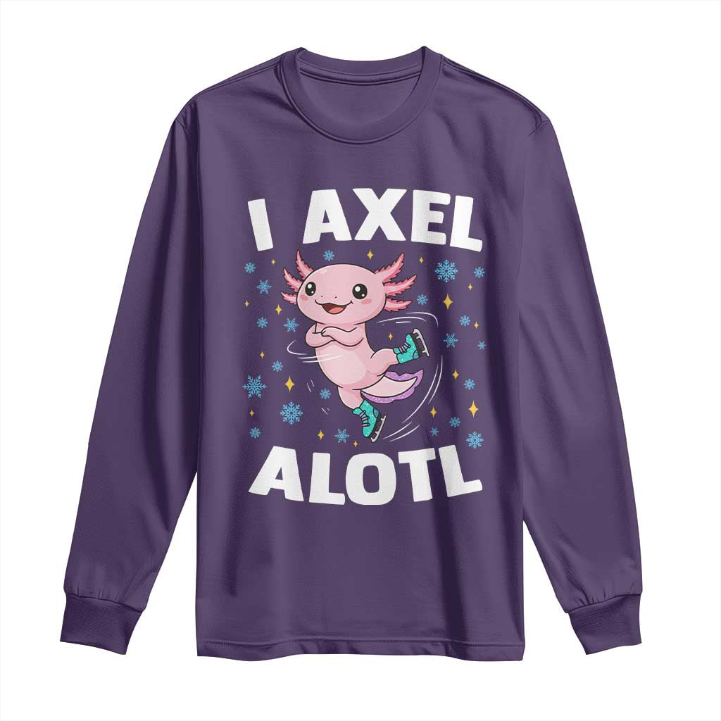 Funny Axolotl Ice Skating Long Sleeve Shirt I Axel Alotl Winter Sport TS11 Purple Print Your Wear