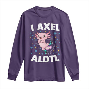Funny Axolotl Ice Skating Long Sleeve Shirt I Axel Alotl Winter Sport TS11 Purple Print Your Wear