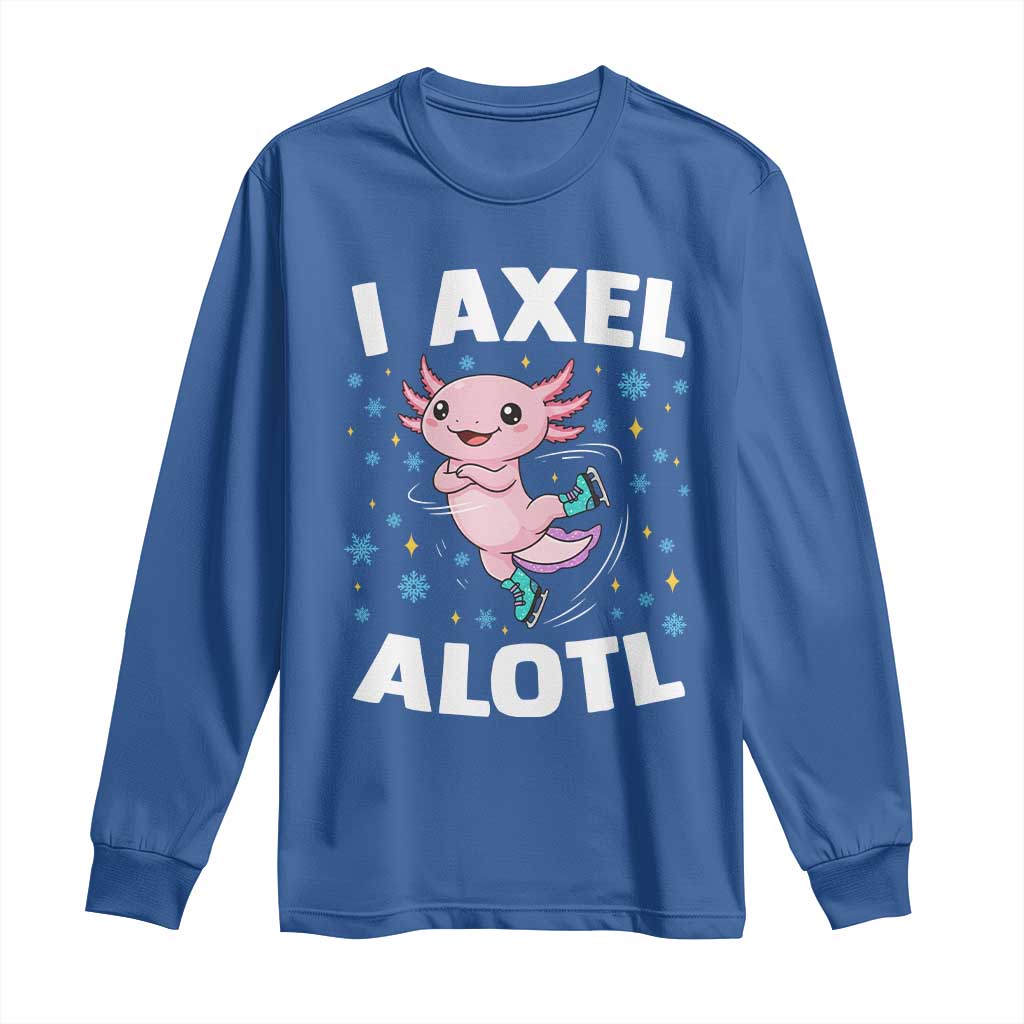 Funny Axolotl Ice Skating Long Sleeve Shirt I Axel Alotl Winter Sport TS11 Royal Blue Print Your Wear