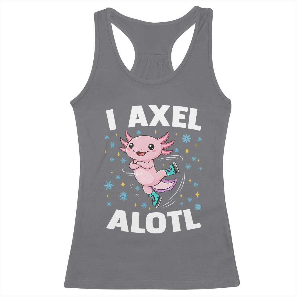Funny Axolotl Ice Skating Racerback Tank Top I Axel Alotl Winter Sport TS11 Charcoal Print Your Wear