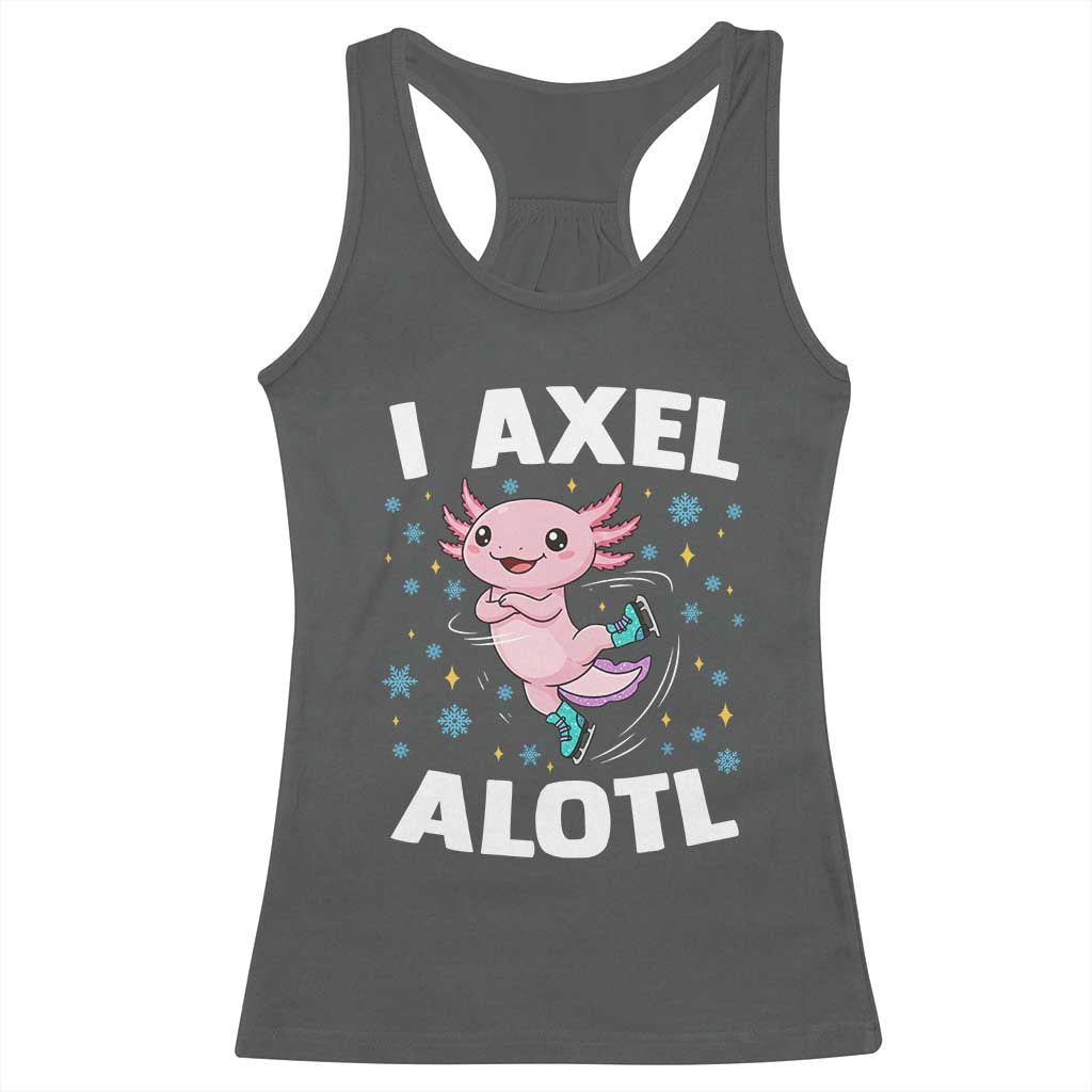 Funny Axolotl Ice Skating Racerback Tank Top I Axel Alotl Winter Sport TS11 Dark Heather Print Your Wear