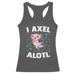Funny Axolotl Ice Skating Racerback Tank Top I Axel Alotl Winter Sport TS11 Dark Heather Print Your Wear