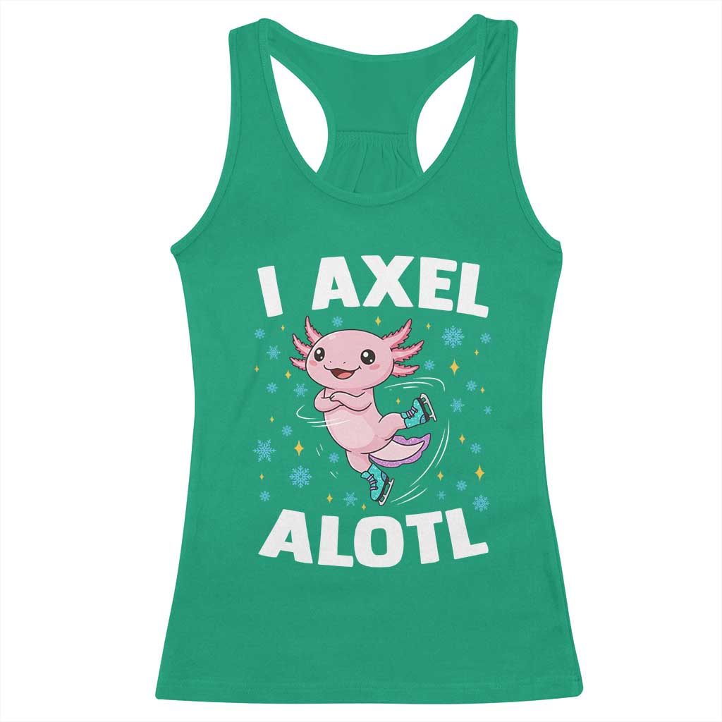 Funny Axolotl Ice Skating Racerback Tank Top I Axel Alotl Winter Sport TS11 Irish Green Print Your Wear