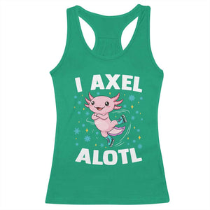 Funny Axolotl Ice Skating Racerback Tank Top I Axel Alotl Winter Sport TS11 Irish Green Print Your Wear