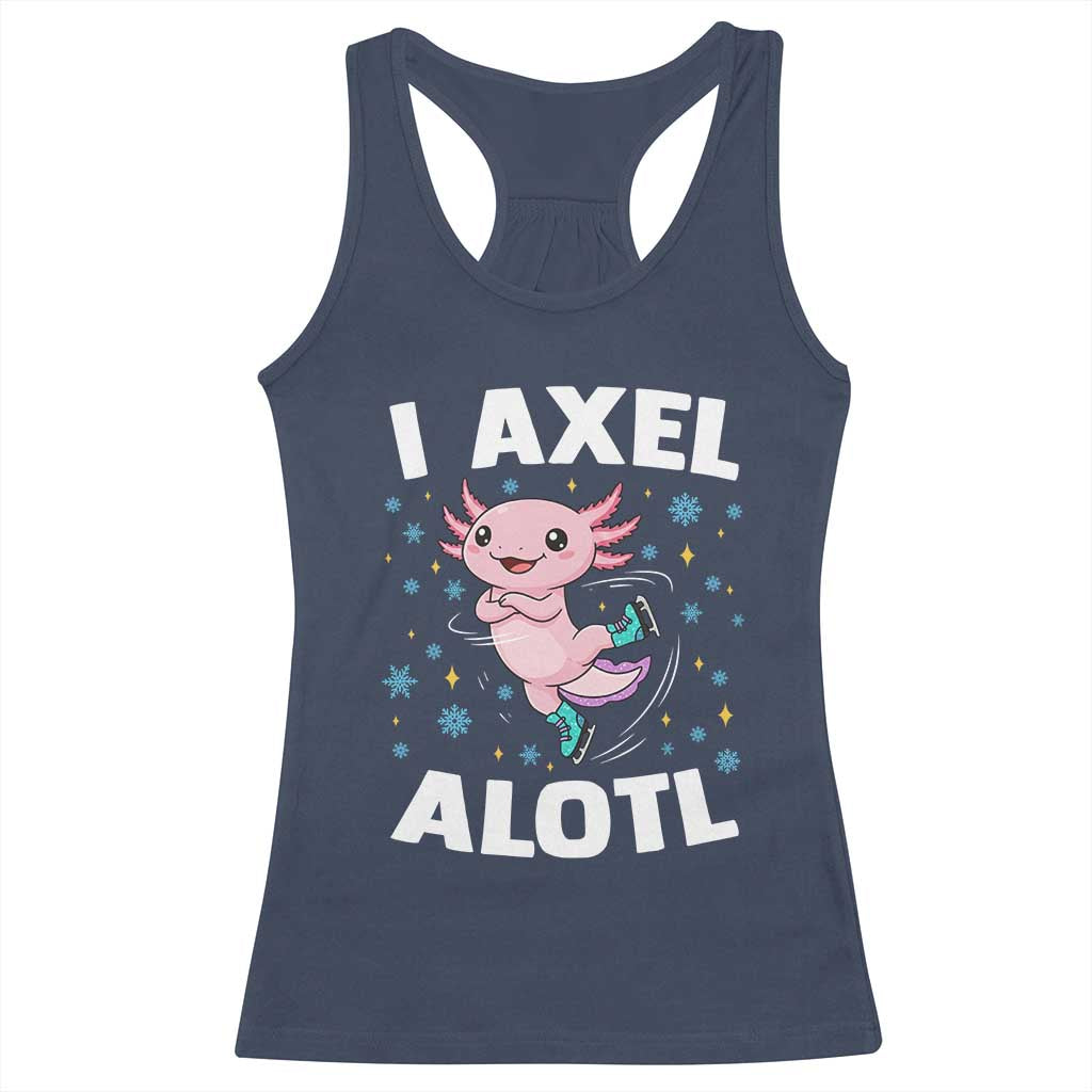 Funny Axolotl Ice Skating Racerback Tank Top I Axel Alotl Winter Sport TS11 Navy Print Your Wear