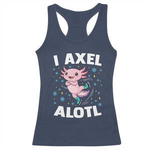 Funny Axolotl Ice Skating Racerback Tank Top I Axel Alotl Winter Sport TS11 Navy Print Your Wear