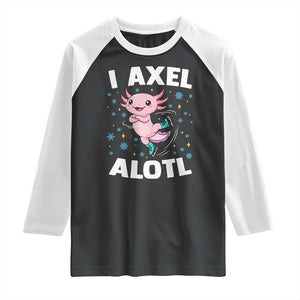 Funny Axolotl Ice Skating Raglan Shirt I Axel Alotl Winter Sport TS11 Black White Print Your Wear