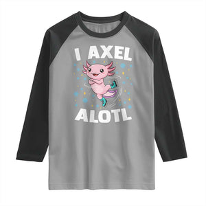 Funny Axolotl Ice Skating Raglan Shirt I Axel Alotl Winter Sport TS11 Sport Gray Black Print Your Wear