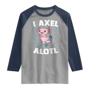 Funny Axolotl Ice Skating Raglan Shirt I Axel Alotl Winter Sport TS11 Sport Gray Navy Print Your Wear