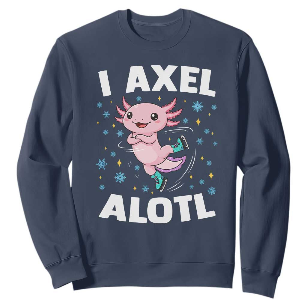 Funny Axolotl Ice Skating Sweatshirt I Axel Alotl Winter Sport TS11 Navy Print Your Wear
