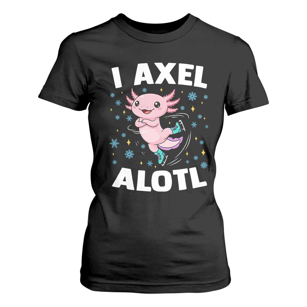 Funny Axolotl Ice Skating T Shirt For Women I Axel Alotl Winter Sport TS11 Black Print Your Wear