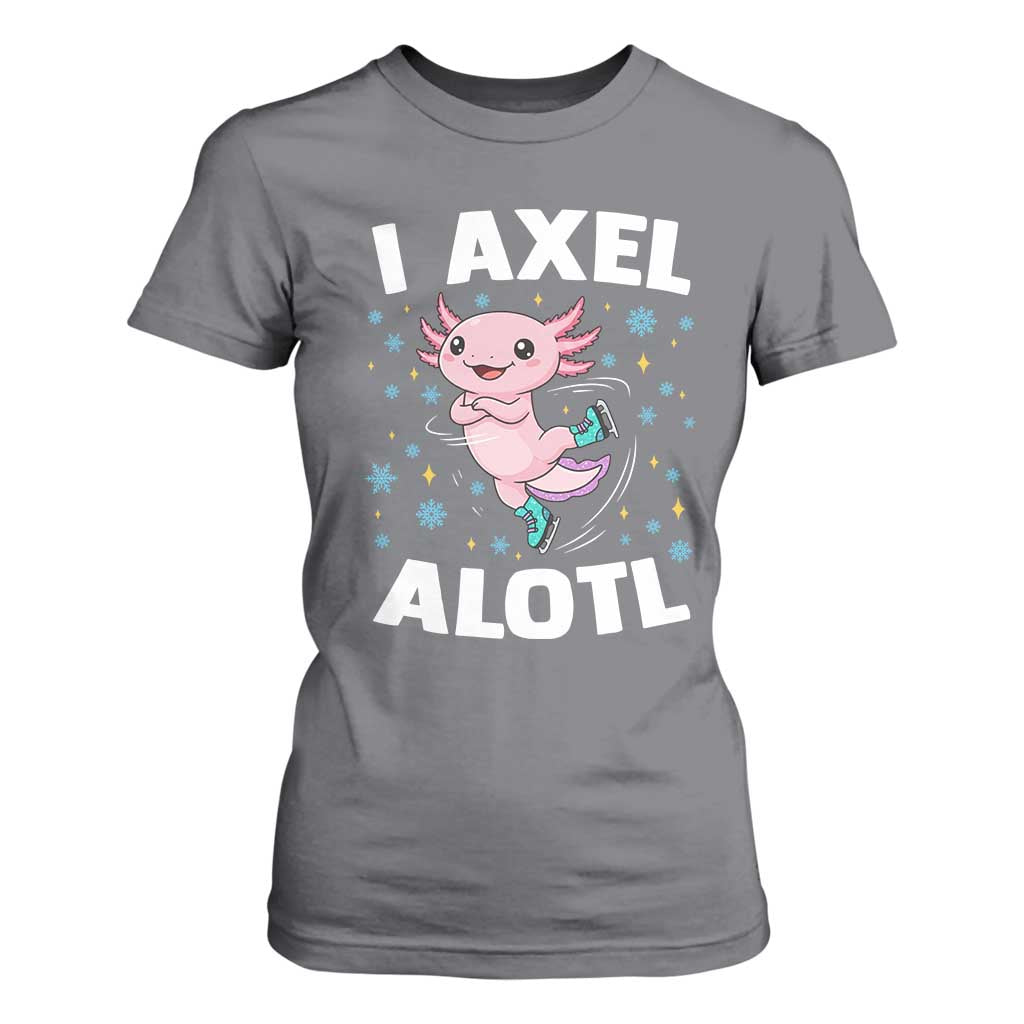 Funny Axolotl Ice Skating T Shirt For Women I Axel Alotl Winter Sport TS11 Charcoal Print Your Wear
